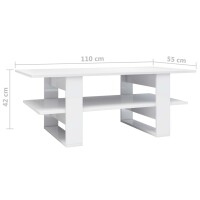 vidaXL Couchtisch Hochglanz-Wei&szlig; 110x55x42 cm Holzwerkstoff