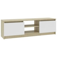 vidaXL TV-Schrank Wei&szlig; und Sonoma-Eiche 120&times;30&times;35,5 cm Holzwerkstoff