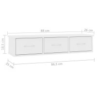 vidaXL Wand-Schubladenregal Wei&szlig; 88x26x18,5 cm Holzwerkstoff