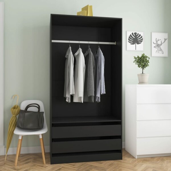 vidaXL Kleiderschrank Schwarz 100x50x200 cm Holzwerkstoff