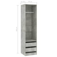 vidaXL Kleiderschrank Schubladen Betongrau 50x50x200cm Holzwerkstoff