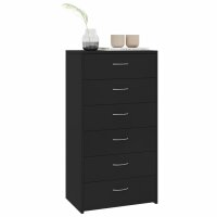 vidaXL Sideboard mit 6 Schubladen Schwarz 50x34x96 cm Holzwerkstoff