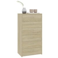 vidaXL Sideboard 6 Schubladen Sonoma-Eiche 50x34x96 cm Holzwerkstoff