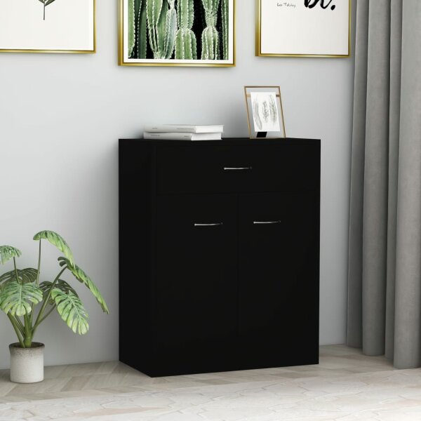 vidaXL Sideboard Schwarz 60x30x75 cm Holzwerkstoff