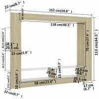 vidaXL TV-Schrank Wei&szlig; und Sonoma-Eiche 152x22x113 cm Holzwerkstoff