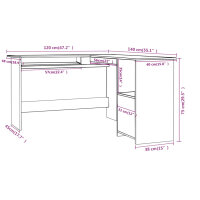 vidaXL Eckschreibtisch in L-Form Wei&szlig; 120x140x75 cm Holzwerkstoff