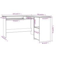 vidaXL Eckschreibtisch in L-Form Betongrau 120x140x75 cm Holzwerkstoff