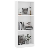 vidaXL B&uuml;cherregal 3 F&auml;cher Wei&szlig; 40x24x108 cm Holzwerkstoff