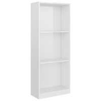 vidaXL Bücherregal 3 Fächer Hochglanz-Weiß 40x24x108 cm Holzwerkstoff