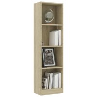 vidaXL B&uuml;cherregal 4 F&auml;cher Sonoma-Eiche 40x24x142 cm Holzwerkstoff