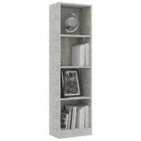 vidaXL B&uuml;cherregal 4 F&auml;cher Betongrau 40x24x142 cm Holzwerkstoff