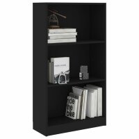 vidaXL B&uuml;cherregal 3 F&auml;cher Schwarz 60x24x109 cm Holzwerkstoff