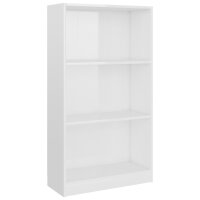 vidaXL B&uuml;cherregal 3 F&auml;cher Hochglanz-Wei&szlig; 60x24x109 cm Holzwerkstoff