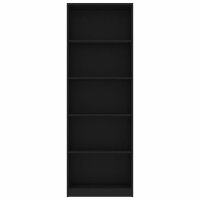 vidaXL B&uuml;cherregal 5 F&auml;cher Schwarz 60x24x175 cm Holzwerkstoff