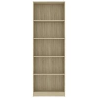 vidaXL B&uuml;cherregal 5 F&auml;cher Sonoma-Eiche 60x24x175 cm Holzwerkstoff