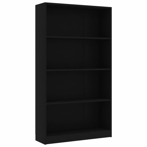 vidaXL B&uuml;cherregal 4 F&auml;cher Schwarz 80x24x142 cm Holzwerkstoff