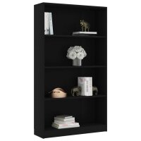 vidaXL B&uuml;cherregal 4 F&auml;cher Schwarz 80x24x142 cm Holzwerkstoff