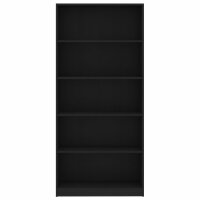 vidaXL B&uuml;cherregal 5 F&auml;cher Schwarz 80x24x175 cm Holzwerkstoff