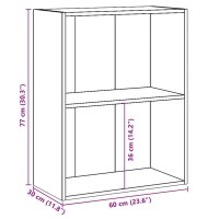 vidaXL B&uuml;cherregal 2 F&auml;cher Betongrau 60x30x76,5 cm Holzwerkstoff