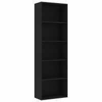 vidaXL Bücherregal 5 Fächer Schwarz 60x30x189...