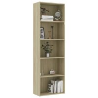 vidaXL B&uuml;cherregal 5 F&auml;cher Sonoma-Eiche 60x30x189 cm Holzwerkstoff