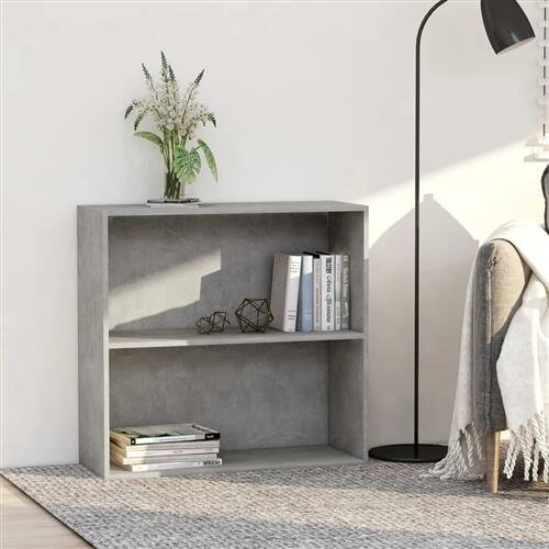 vidaXL B&uuml;cherregal 2 F&auml;cher Betongrau 80x30x76,5 cm Holzwerkstoff