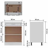 vidaXL Schubunterschrank Wei&szlig; 60x46x81,5 cm Holzwerkstoff