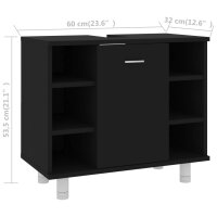 vidaXL Badezimmerschrank Schwarz 60x32x53,5 cm Holzwerkstoff