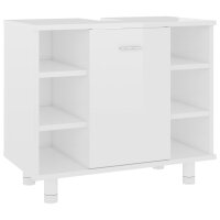 vidaXL Badezimmerschrank Hochglanz-Weiß 60x32x53,5...