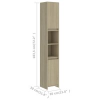 vidaXL Badezimmerschrank Sonoma-Eiche 30x30x183,5 cm Holzwerkstoff