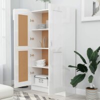 vidaXL B&uuml;cherschrank Hochglanz-Wei&szlig; 82,5x30,5x150 cm Holzwerkstoff