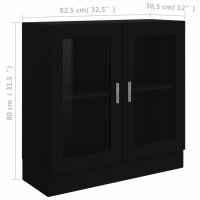 vidaXL Vitrinenschrank Schwarz 82,5x30,5x80 cm Holzwerkstoff