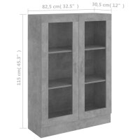 vidaXL Vitrinenschrank Betongrau 82,5x30,5x115 cm Holzwerkstoff