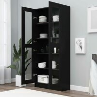 vidaXL Vitrinenschrank Schwarz 82,5x30,5x185,5 cm Holzwerkstoff