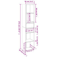 vidaXL B&uuml;cherregal Hochglanz-Wei&szlig; 36x30x171 cm Holzwerkstoff