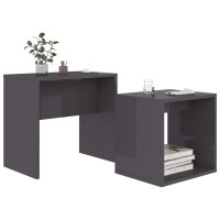 vidaXL Couchtisch-Set Hochglanz-Grau 48x30x45 cm Holzwerkstoff