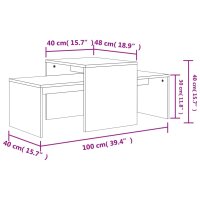 vidaXL Couchtisch-Set Sonoma-Eiche 100x48x40 cm Holzwerkstoff