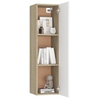 vidaXL TV-Schrank Wei&szlig; und Sonoma-Eiche 30,5x30x110 cm Holzwerkstoff