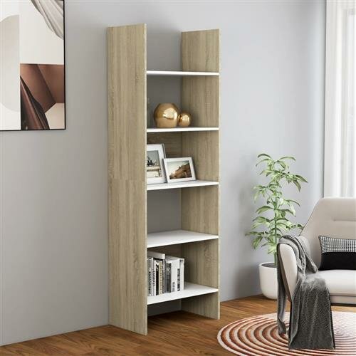 vidaXL B&uuml;cherregal Wei&szlig; und Sonoma-Eiche 60x35x180 cm Holzwerkstoff