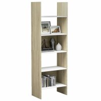 vidaXL B&uuml;cherregal Wei&szlig; und Sonoma-Eiche 60x35x180 cm Holzwerkstoff