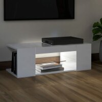 vidaXL TV-Schrank mit LED-Leuchten Hochglanz-Wei&szlig; 90x39x30 cm