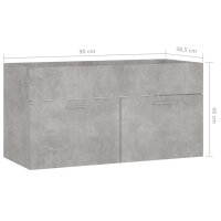 vidaXL Waschbeckenunterschrank Betongrau 90x38,5x46 cm Holzwerkstoff