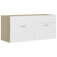 vidaXL Waschbeckenunterschrank Weiß Sonoma-Eiche 100x38,5x46 cm