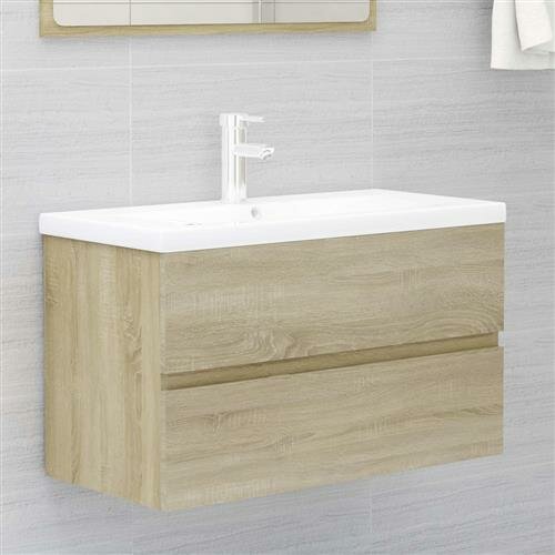 vidaXL Waschbeckenunterschrank Sonoma-Eiche 80x38,5x45cm Holzwerkstoff