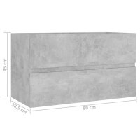 vidaXL Waschbeckenunterschrank Betongrau 80x38,5x45 cm Holzwerkstoff