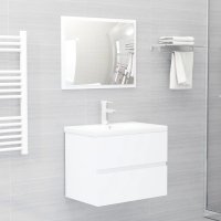 vidaXL 2-tlg. Badmöbel-Set Weiß Holzwerkstoff