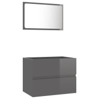vidaXL 2-tlg. Badmöbel-Set Grau Holzwerkstoff