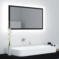 vidaXL LED-Badspiegel Schwarz 80x8,5x37 cm Acryl