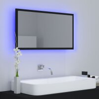 vidaXL LED-Badspiegel Schwarz 80x8,5x37 cm Acryl