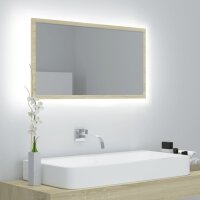 vidaXL LED-Badspiegel Sonoma-Eiche 80x8,5x37 cm Acryl